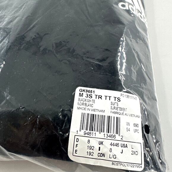 Adidas Men's Black White Essentials 3-Stripes Classic Track Suit Size L - Picture 5 of 11